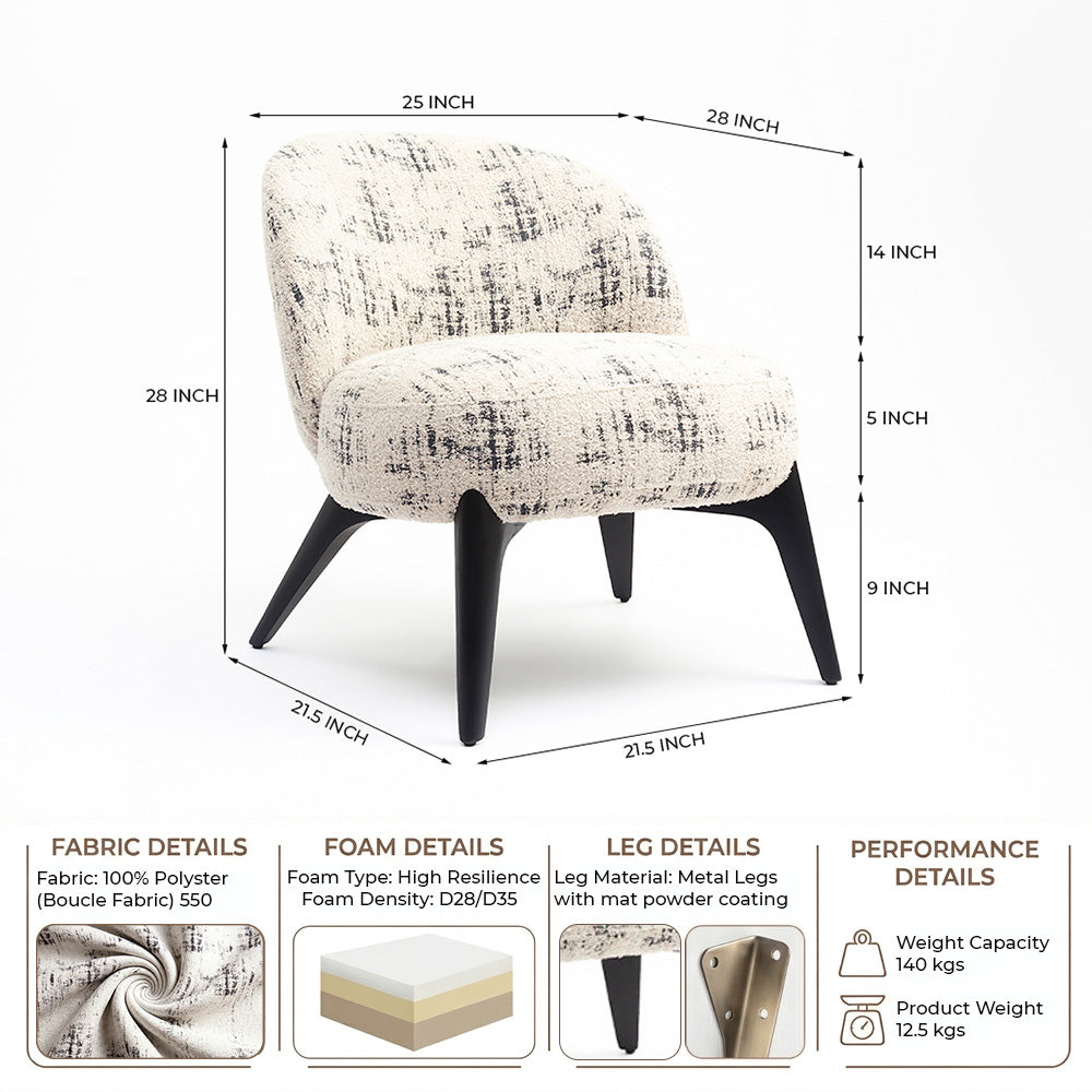 Camila Boucle Chair - Black And Beige