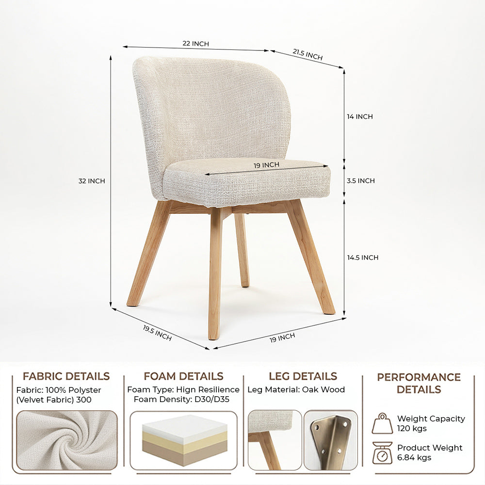 Minea Velvet Wooden Dining Chair
