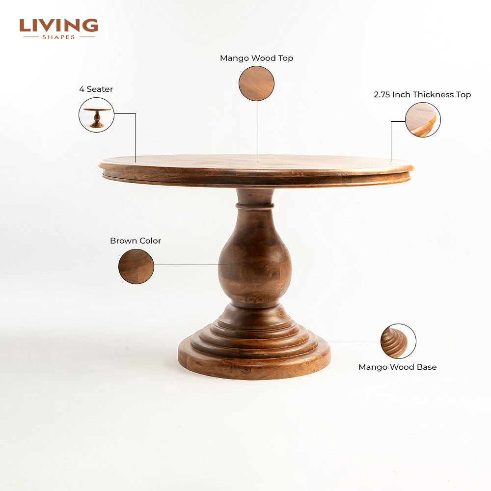 Anhillo Mango 4 Seater Wooden Dining Table