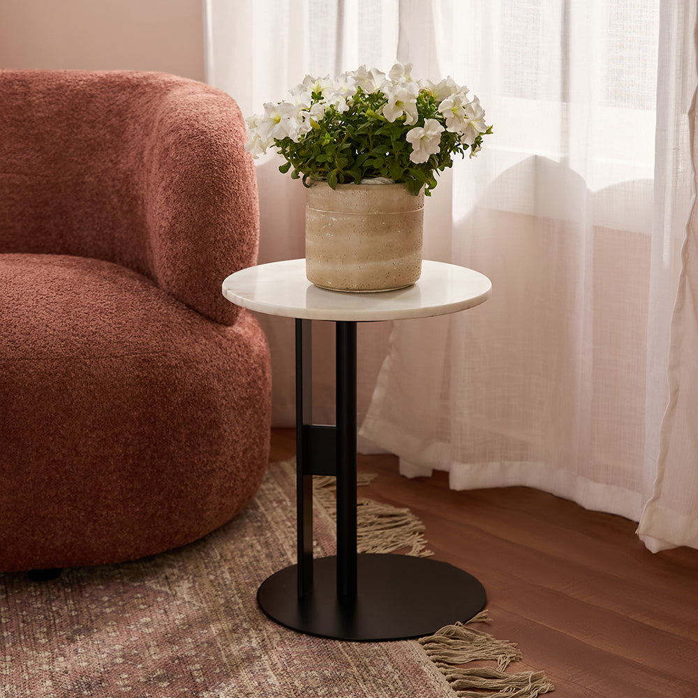 Salinas Marble Accent Table - White