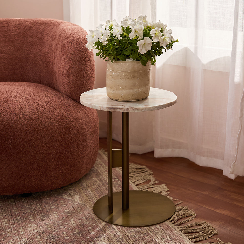 Salinas Marble Accent Table - Brown