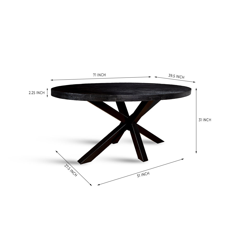 Xerone Wooden 6 Seater Dining Table with Iron - Black
