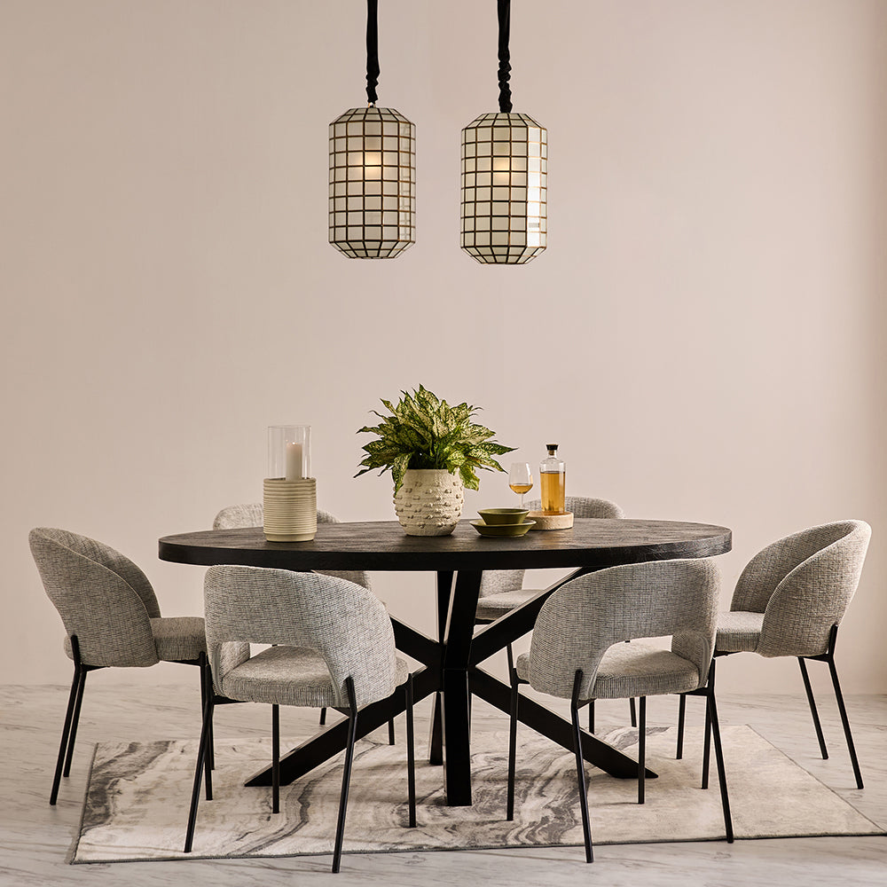 Xerone Wooden 6 Seater Dining Table with Iron - Black