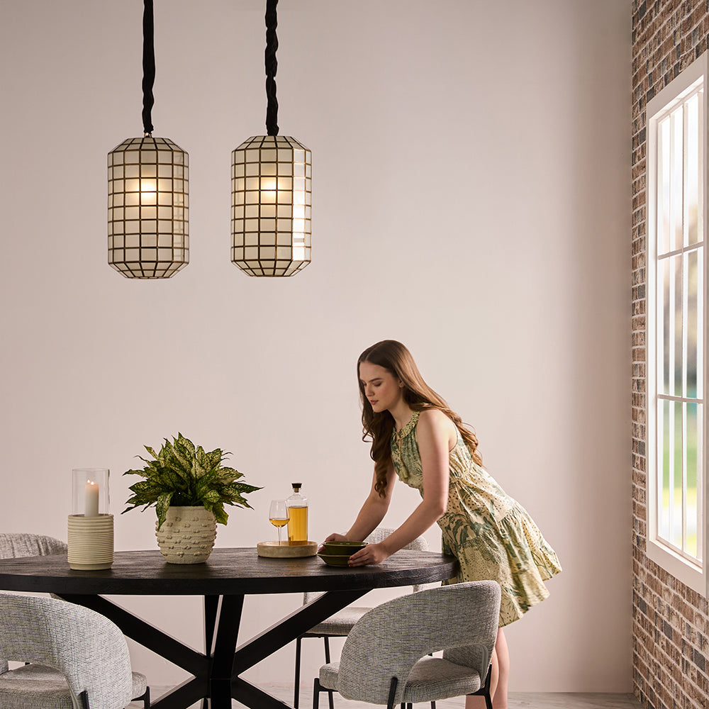 Xerone Wooden 6 Seater Dining Table with Iron - Black