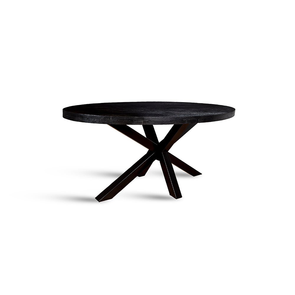 Xerone Wooden 6 Seater Dining Table with Iron - Black