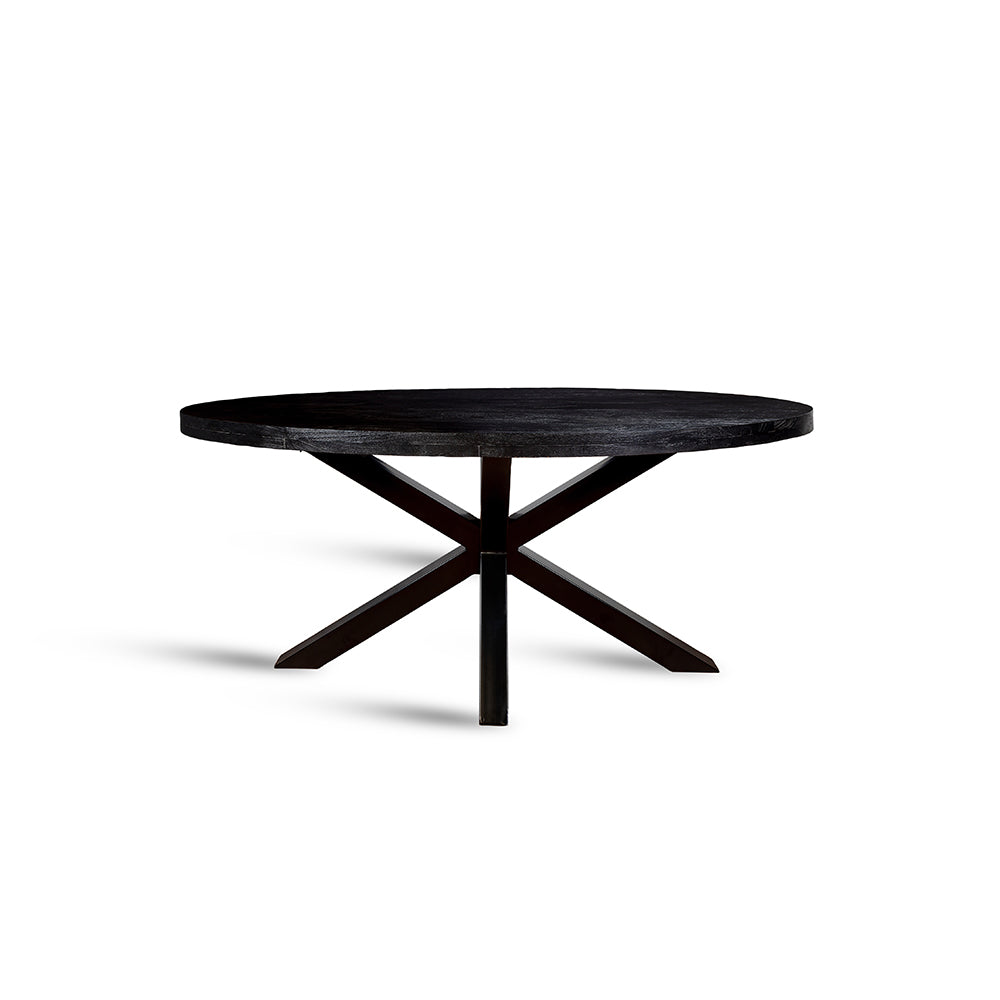 Xerone Wooden 6 Seater Dining Table with Iron - Black