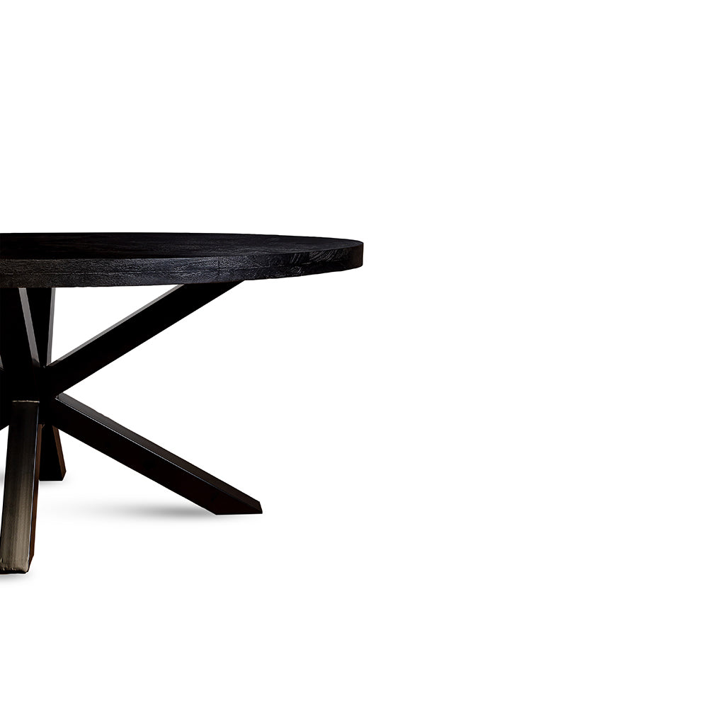 Xerone Wooden 6 Seater Dining Table with Iron - Black