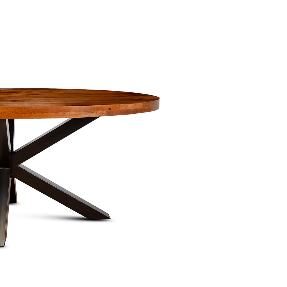 Xerone Wooden 6 Seater Dining Table with Iron - Brown