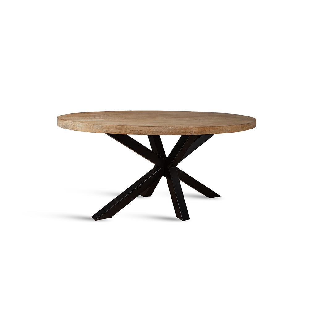 Xerone Wooden 6 Seater Dining Table with Iron - Limewash