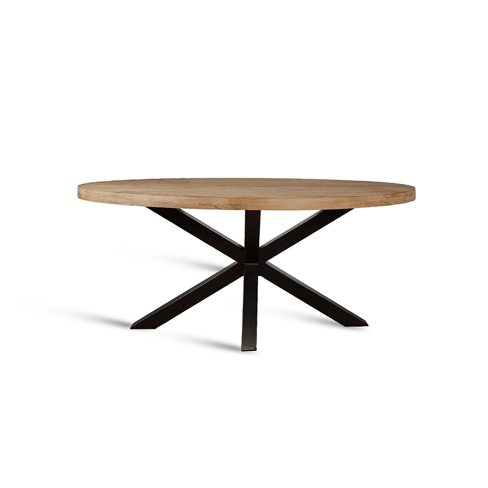 Xerone Wooden 6 Seater Dining Table with Iron - Limewash