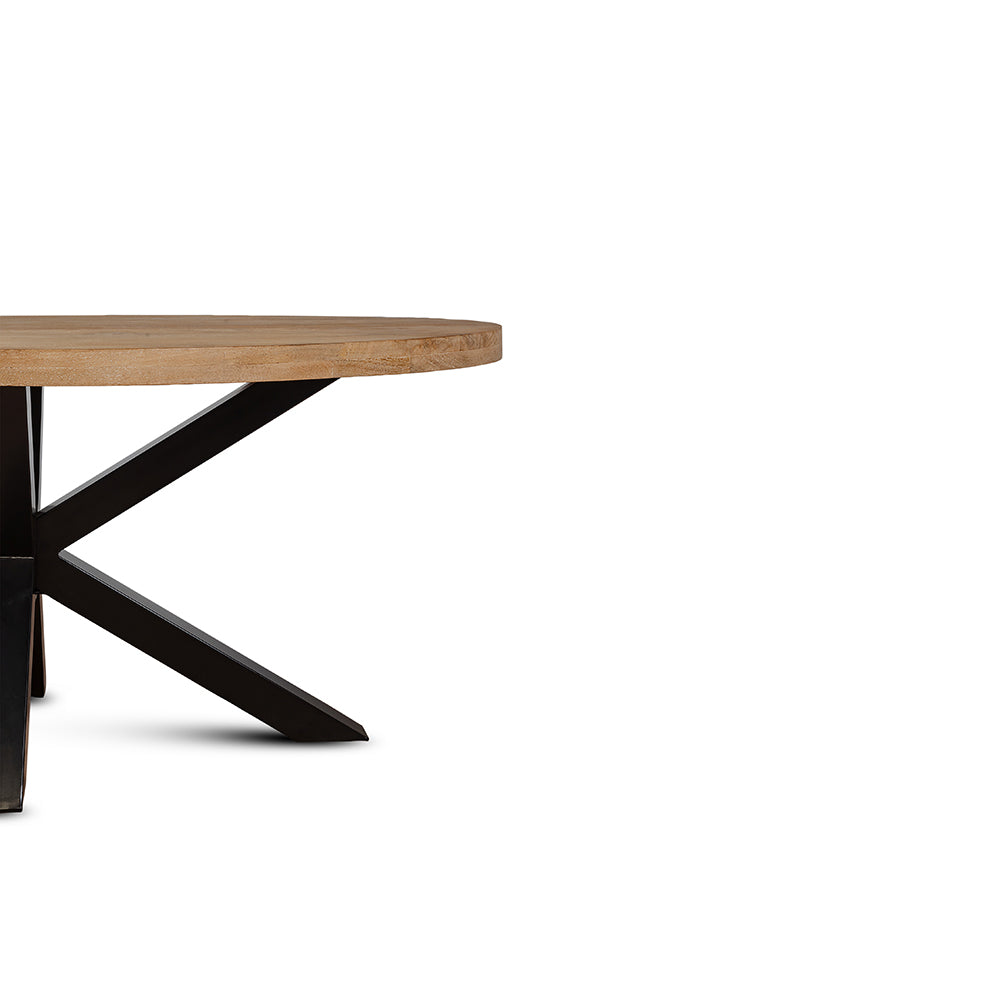 Xerone Wooden 6 Seater Dining Table with Iron - Limewash