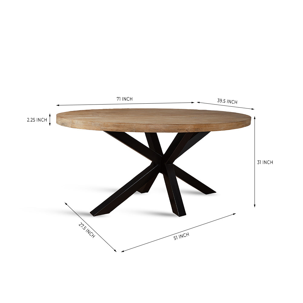 Xerone Wooden 6 Seater Dining Table with Iron - Limewash