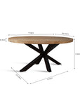 Xerone Wooden 6 Seater Dining Table with Iron - Limewash
