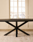 Crispio Wooden 6 Seater Dining Table with Iron - Black