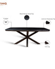 Crispio Wooden 6 Seater Dining Table with Iron - Black