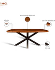 Crispio Wooden 6 Seater Dining Table with Iron - Brown