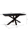 Crispio Wooden 6 Seater Dining Table with Iron - Black
