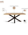 Crispio Wooden 6 Seater Dining Table with Iron - Limewash