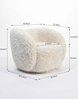 Koveo Fur Fabric Chair - Cream