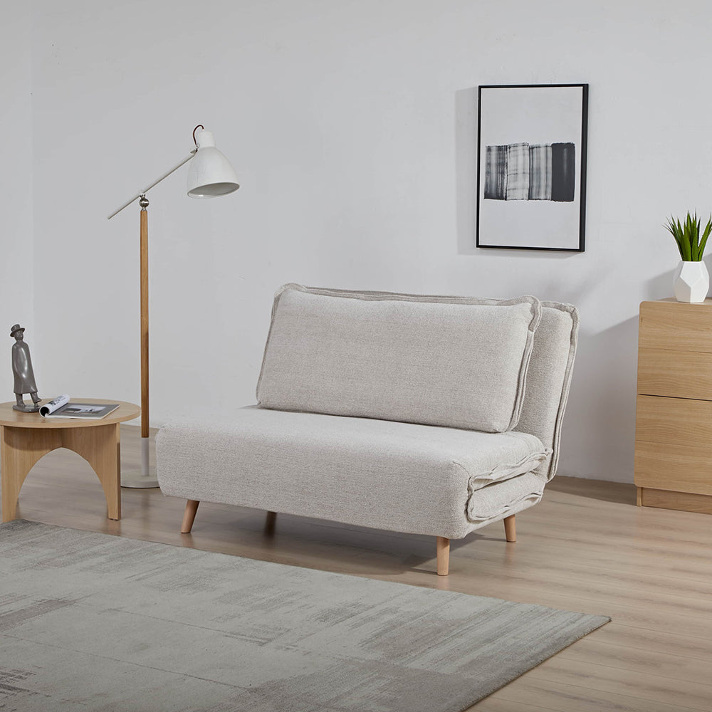 Mariah Chenille Foldable sofa cum BED with Wooden Legs