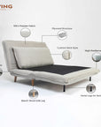Mariah Chenille Foldable Sofa Cum Bed With Wooden Legs