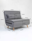 Tailor Linen Foldable Sofa Cum Bed With Wooden Legs