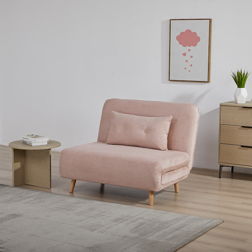 Jordan Corduroy Foldable sofa cum BED with Wooden Legs