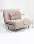 Jordan Corduroy Foldable Sofa Cum Bed With Wooden Legs