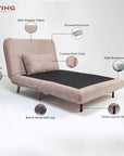 Jordan Corduroy Foldable Sofa Cum Bed With Wooden Legs