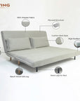 Bunny 3-Seater Foldable Sofa Cum Bed With Wooden Legs