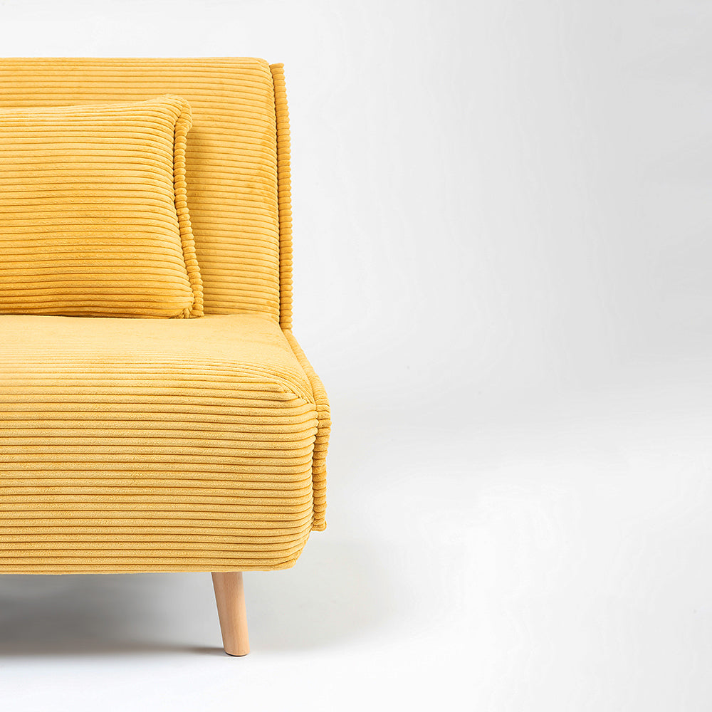 Demarco Corduroy Foldable Sofa Cum Bed With Wooden Legs