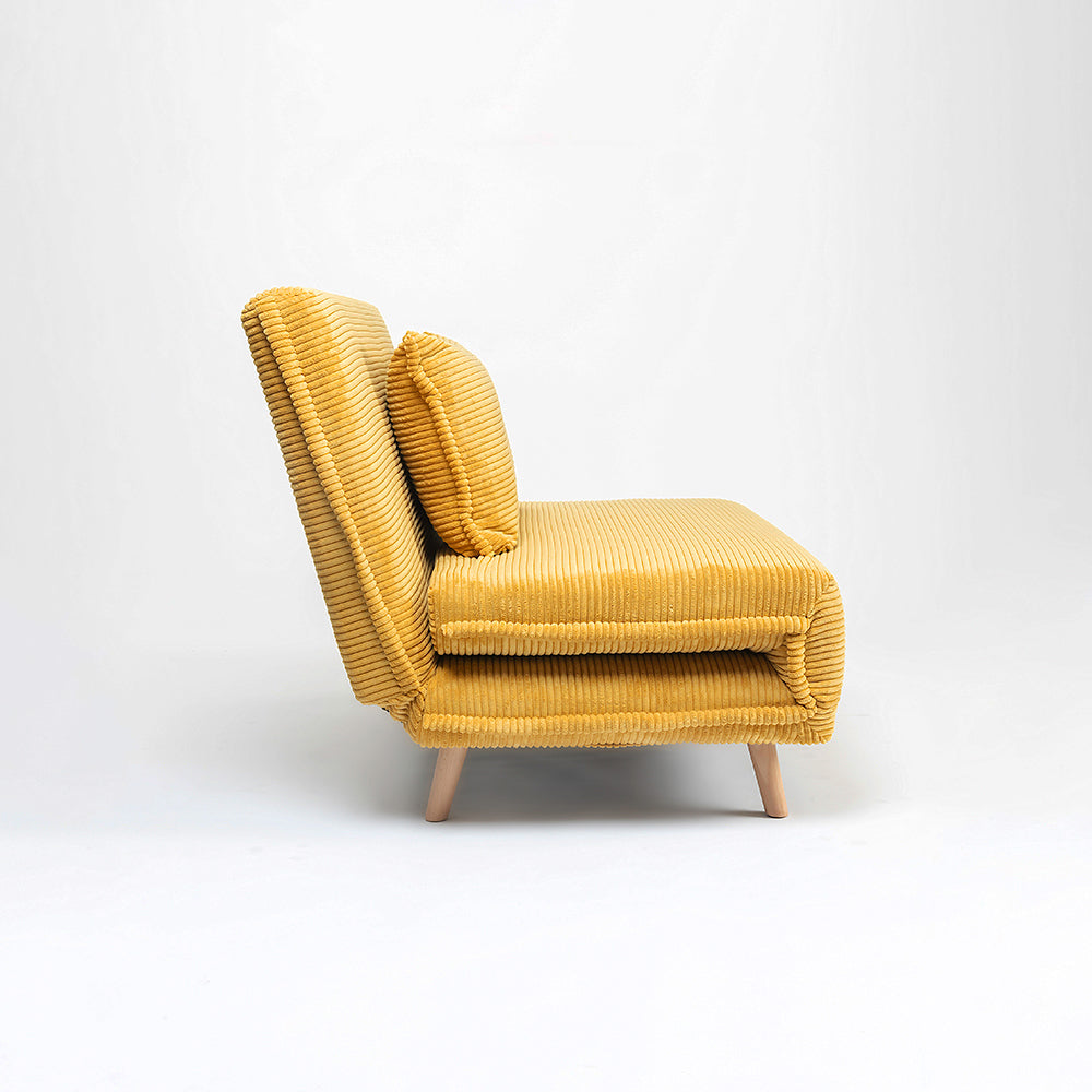 Demarco Corduroy Foldable Sofa Cum Bed With Wooden Legs