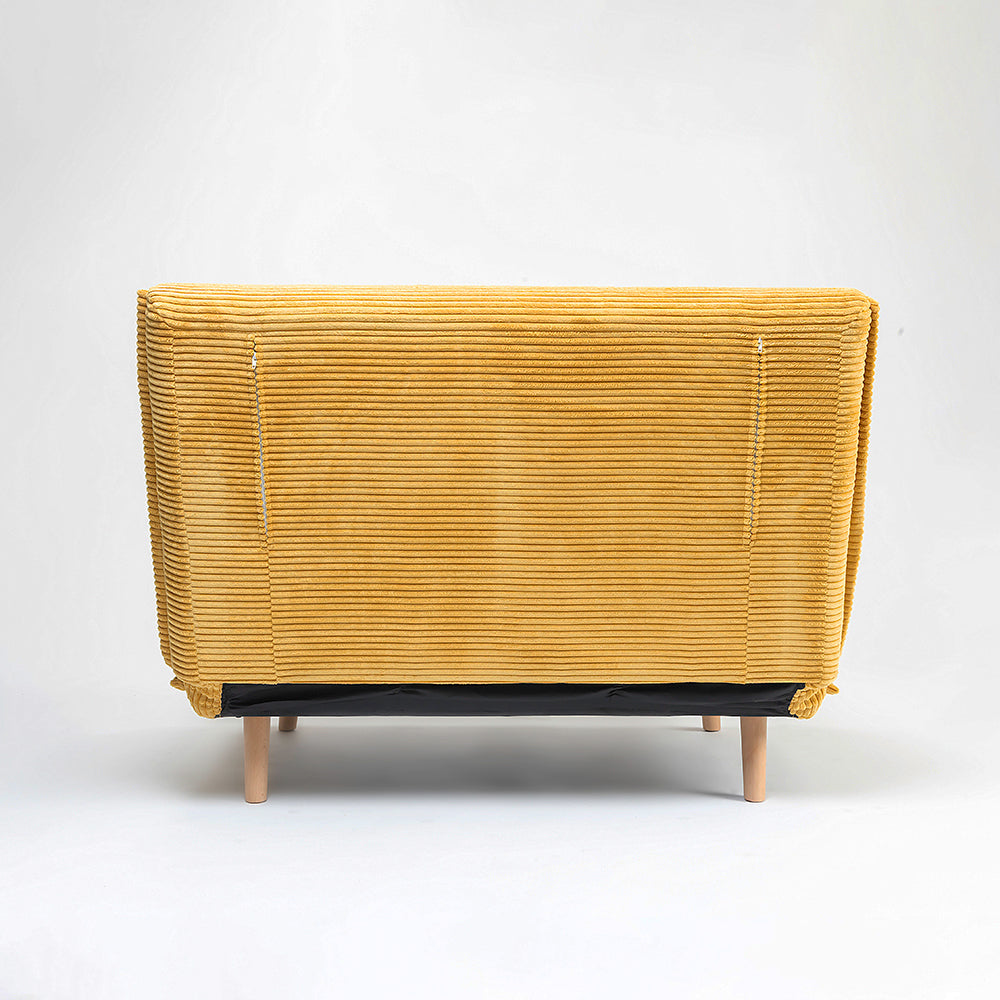 Demarco Corduroy Foldable Sofa Cum Bed With Wooden Legs