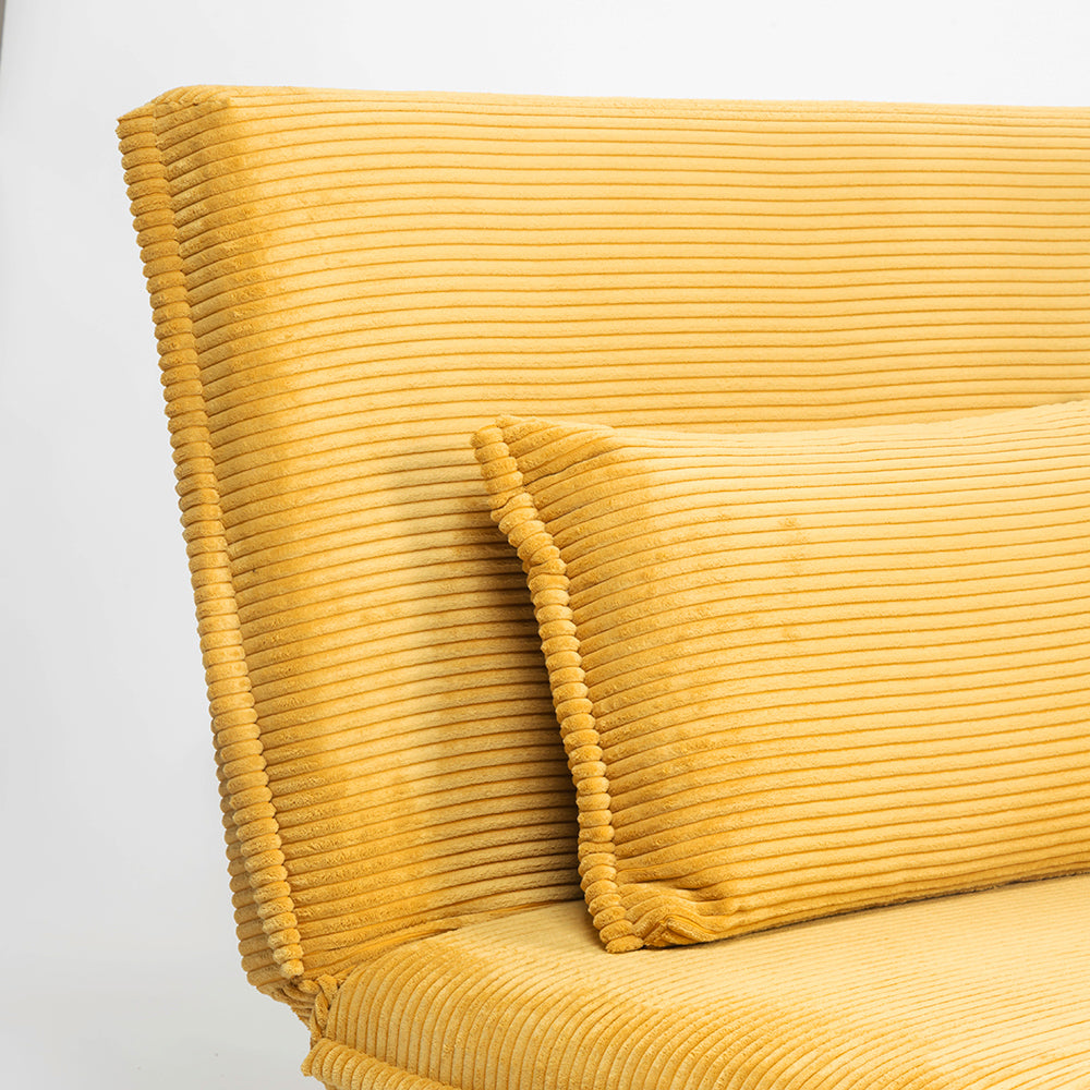 Demarco Corduroy Foldable Sofa Cum Bed With Wooden Legs