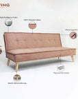 Wayne 3-Seater Foldable Sofa Cum Bed With Wooden Legs