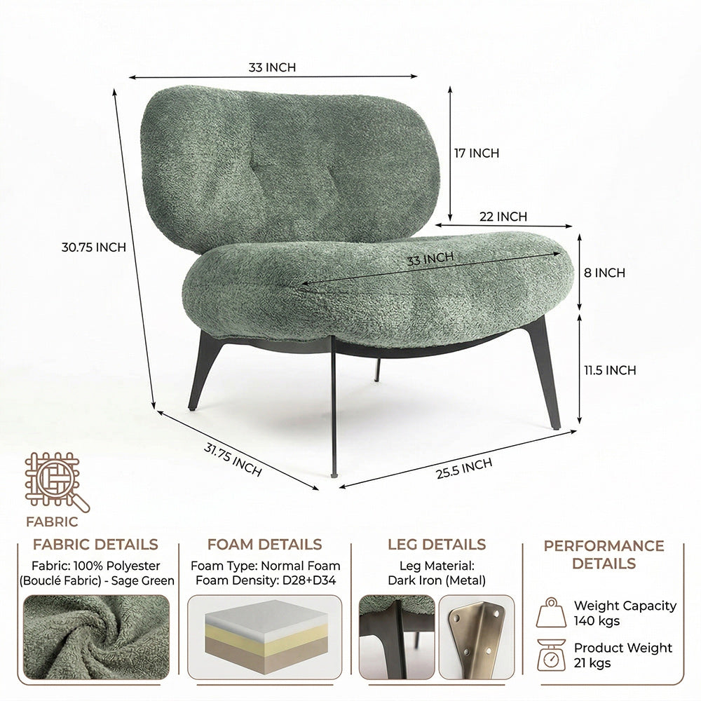 Sherdil Boucle Chair - Green