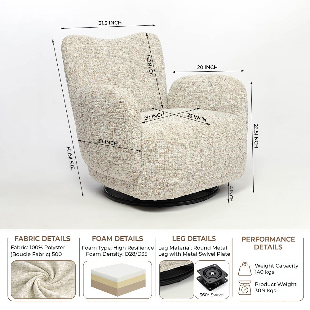 Birhada Boucle Swivel Lounge Chair