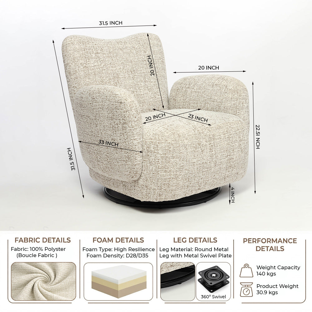Birhada Boucle Swivel Lounge Chair
