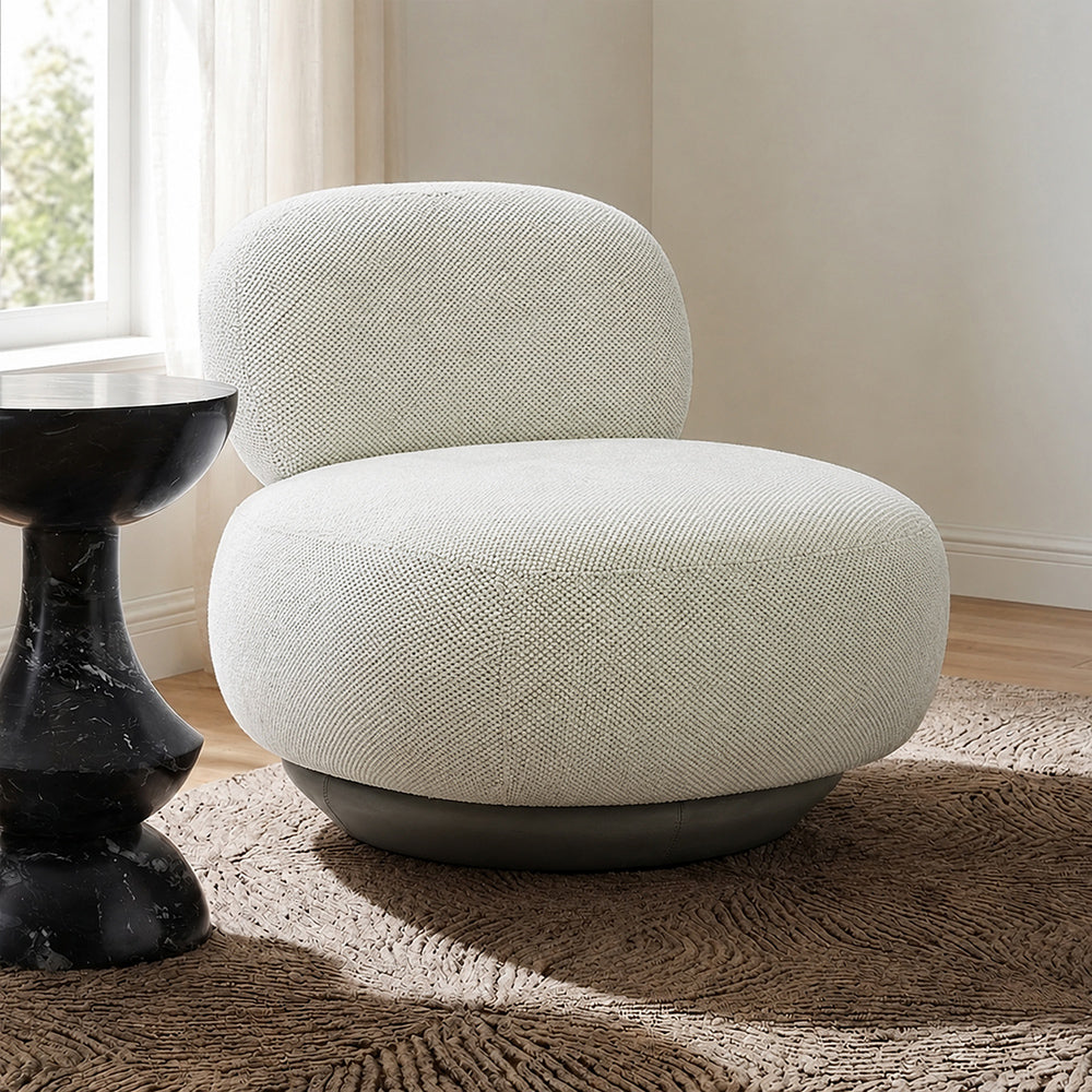 Krystal Boucle Swivel Lounge Chair