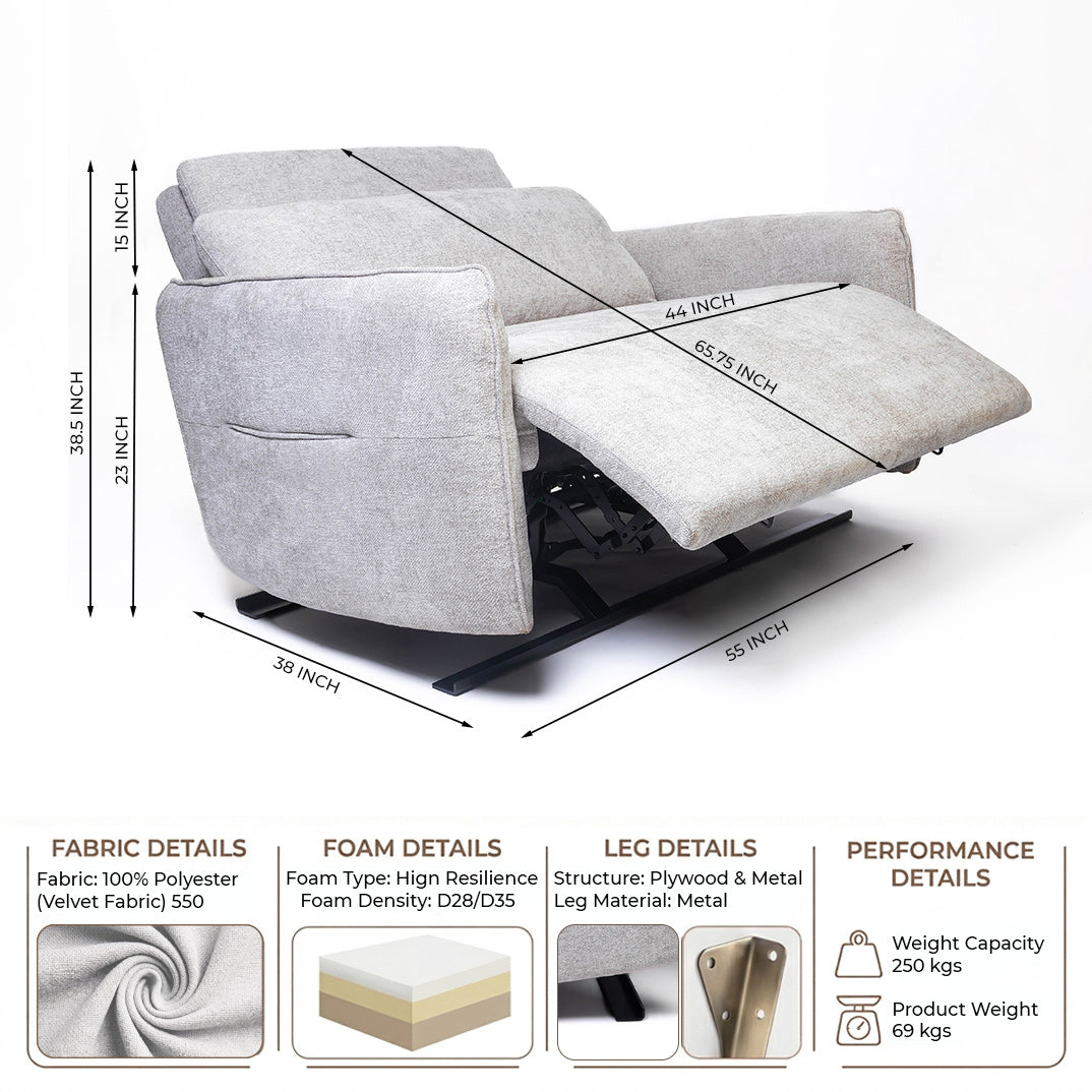 Plywood Burton 2 Seater Polyester Recliner