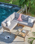 Mira 5-Seater Timber Outdoor Sofa Set with Glass Table