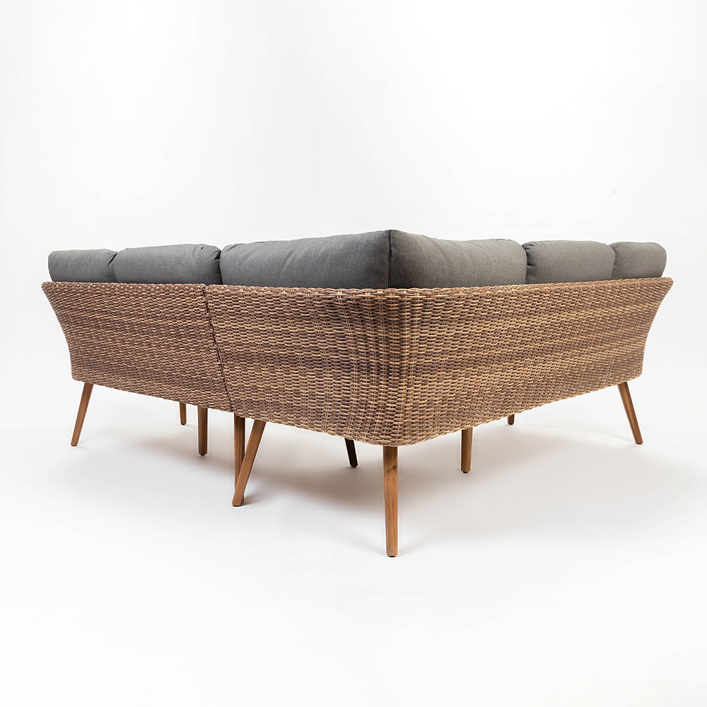 Mira 5-Seater Timber Outdoor Sofa Set with Glass Table