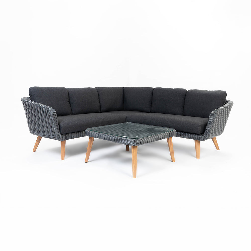 Crew 5-Seater Timber Outdoor Sofa Set with Glass Table