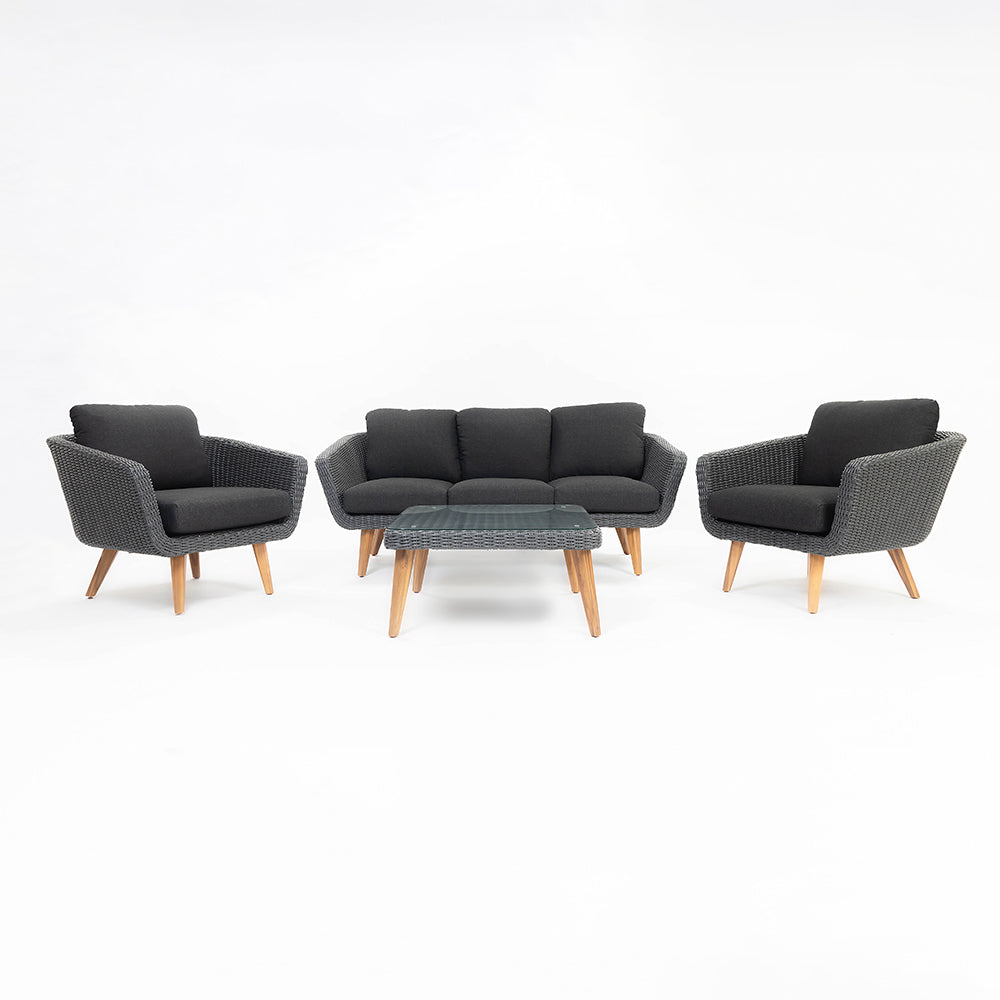 Navis 5-Seater Timber Outdoor Lounge Set with Glass Table - All Sofa (3 Seater) Chair Coffee Table