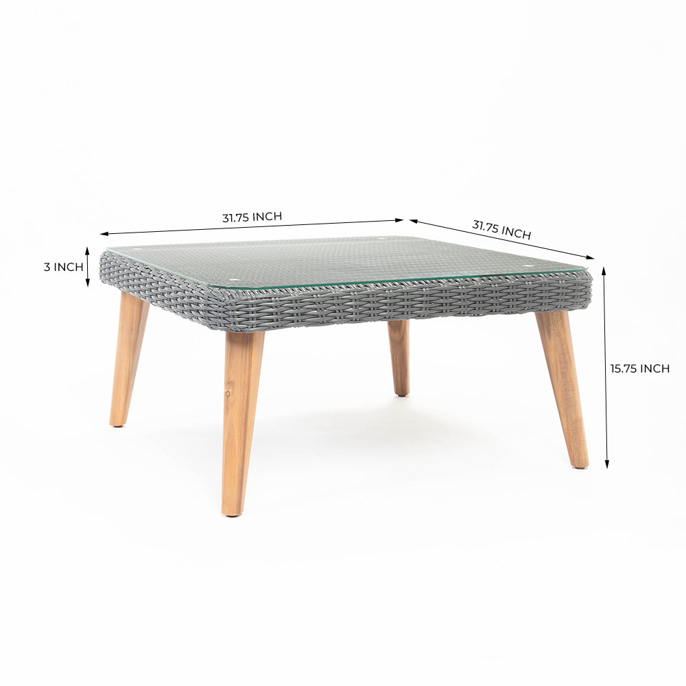 Navis Timber Outdoor Glass Top Coffee Table