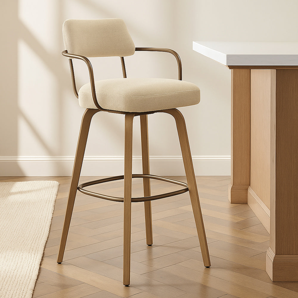 Scarlet Wooden Swivel Bar Chair