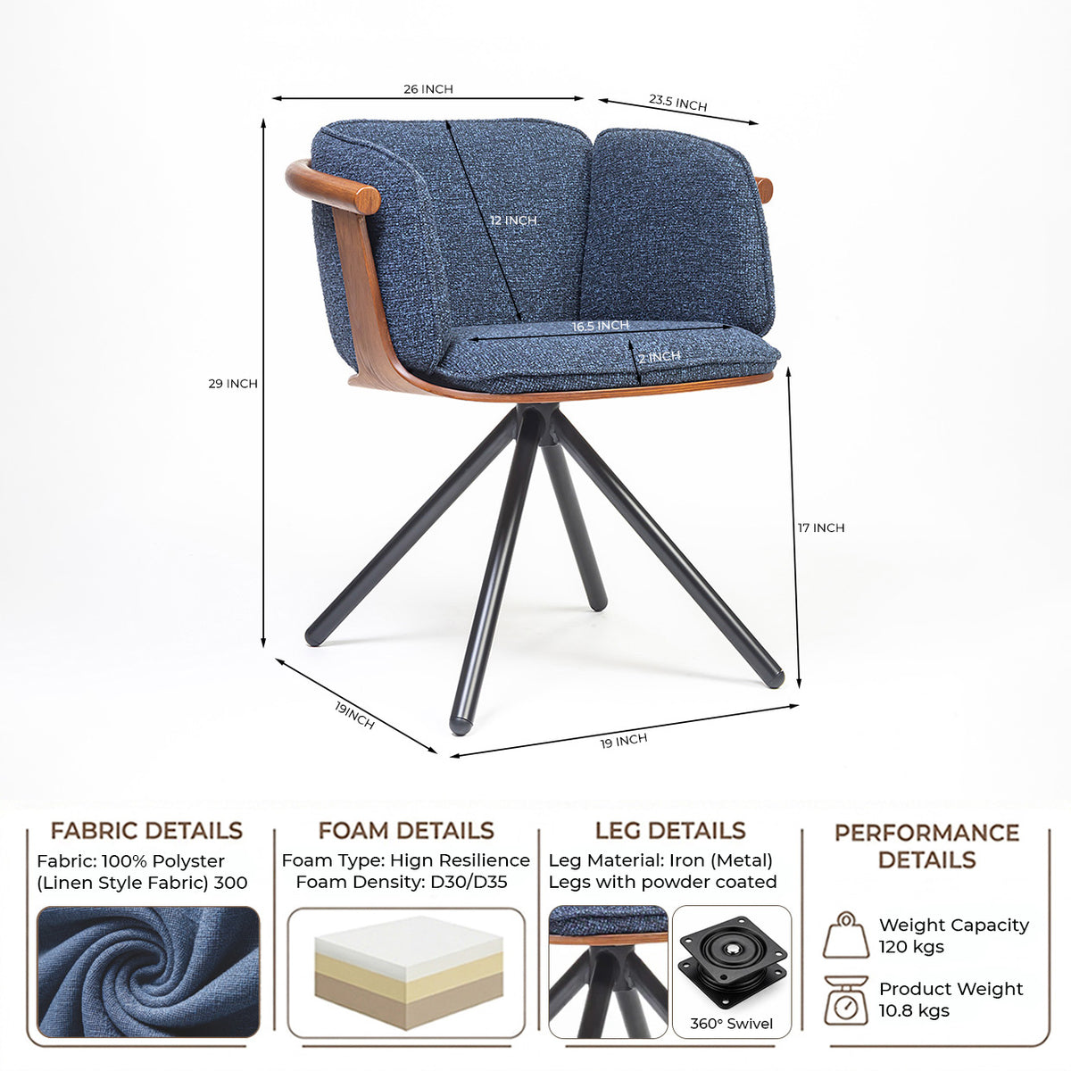 Toliver Plywood Dining Chair with metal