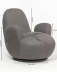 Liana Wooden Swivel Lounge chair - Dark Grey
