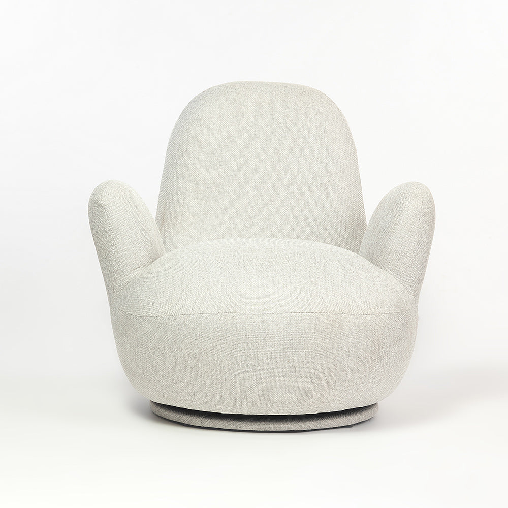 Liana Wooden Swivel Lounge chair - Light Grey