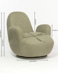 Liana Wooden Swivel Lounge chair - Sage Green